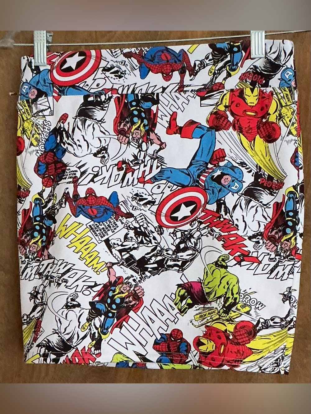 Mighty Fine Marvel Heroes Comic Book Pencil Mini Skirt Size S Avengers Pop Art
